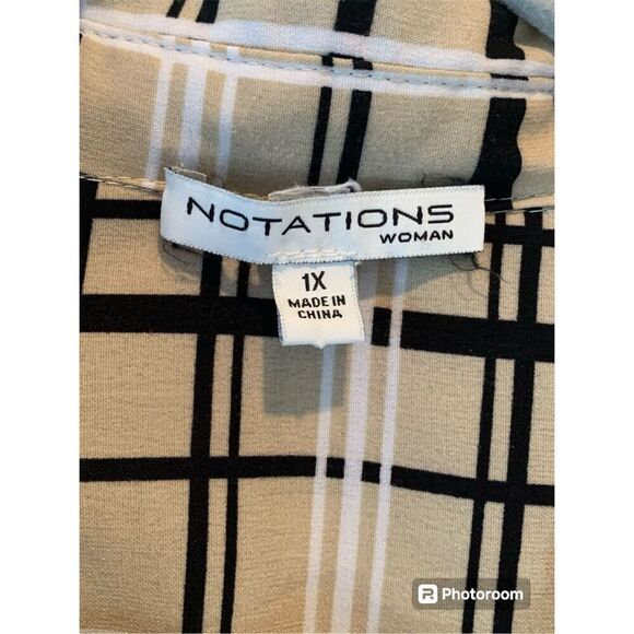 Notations Women's Size 1X Plaid Button Up Shirt 2 Pockets - Picture 4 of 4